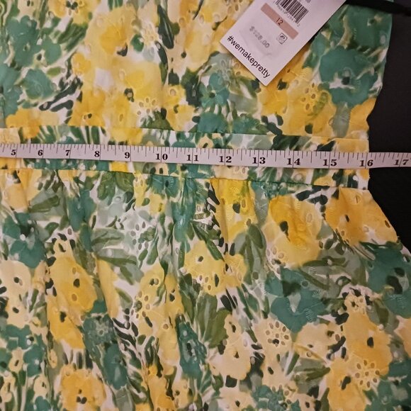 New‎ Kensie Dresses Womens Mini Eyelet Fit & Flare Dress Citron Multi Size 12 - Picture 12 of 15